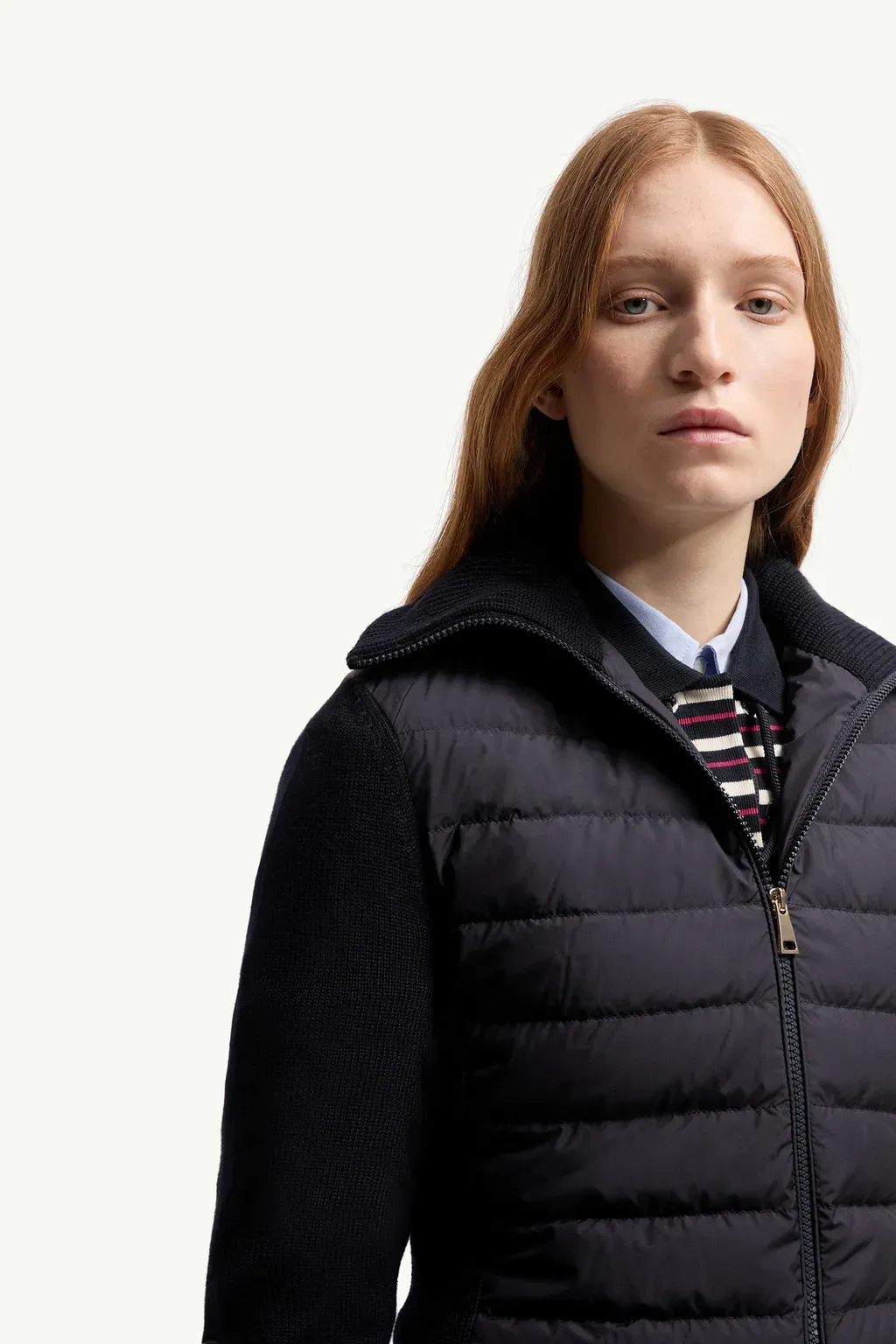 Padded Wool Zip-Up Cardigan