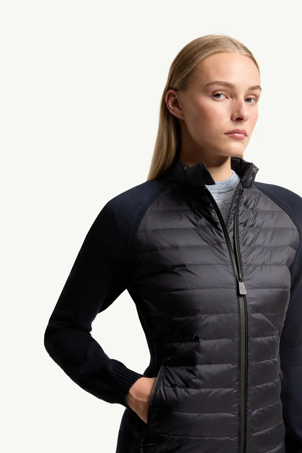 Padded Zip-Up Cardigan
