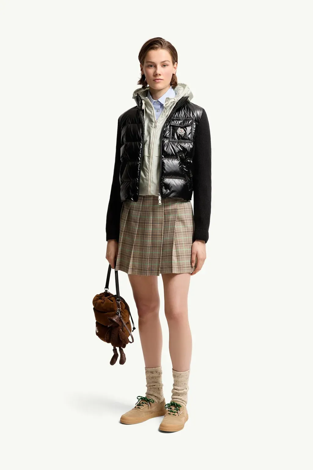 Padded Zip-Up Wool Cardigan