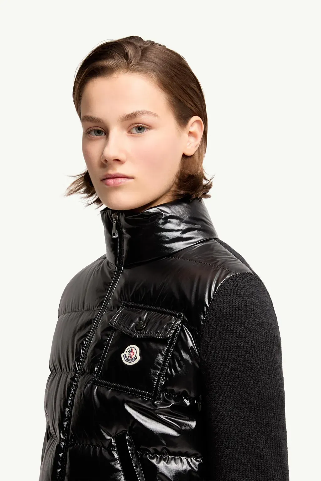 Padded Zip-Up Wool Cardigan