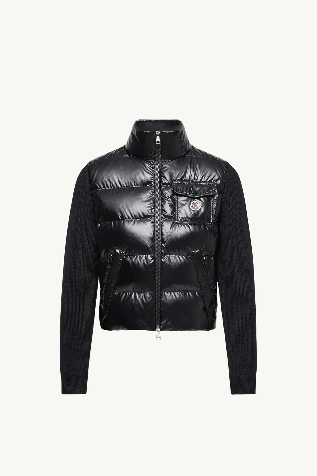 Padded Zip-Up Wool Cardigan