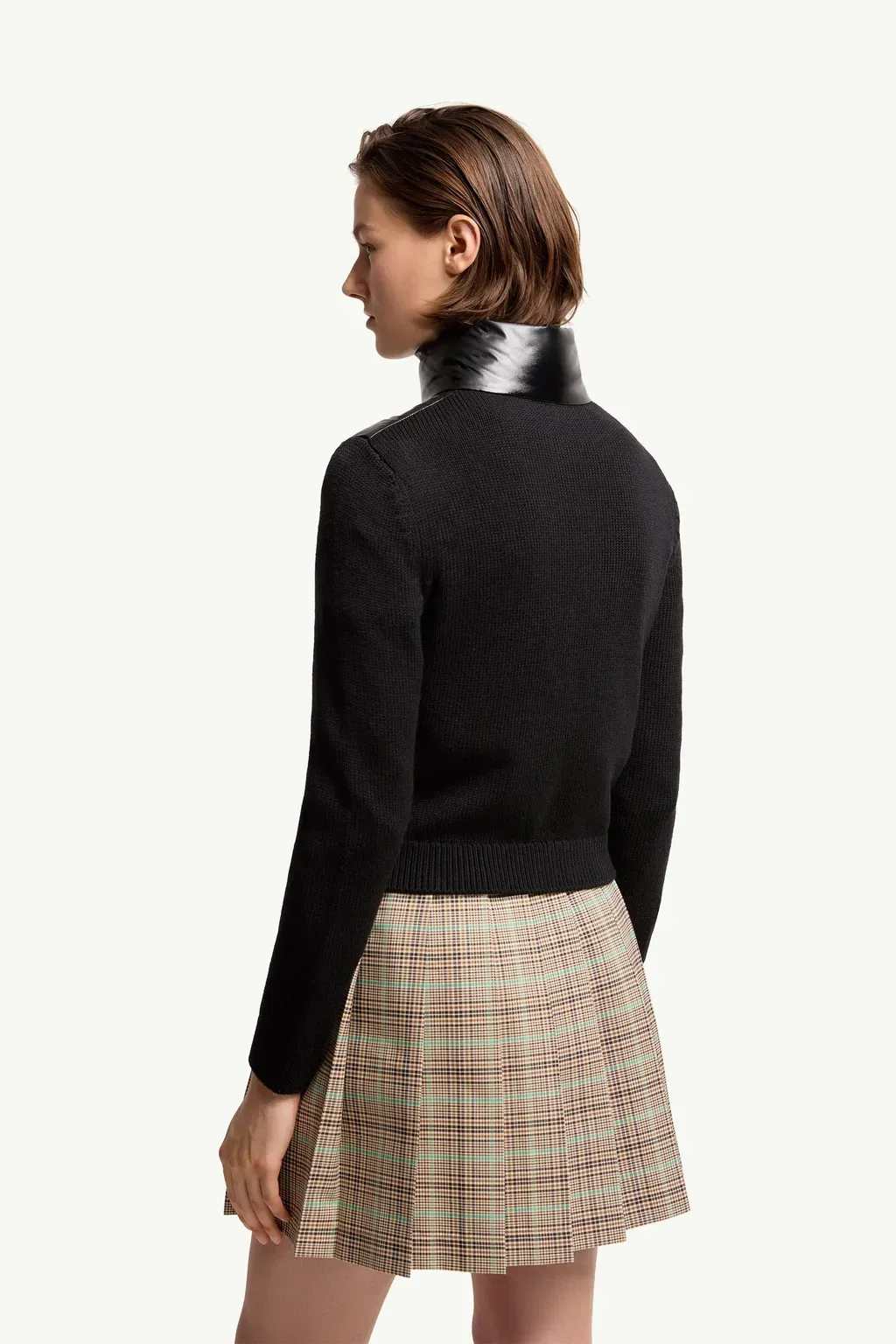 Padded Zip-Up Wool Cardigan