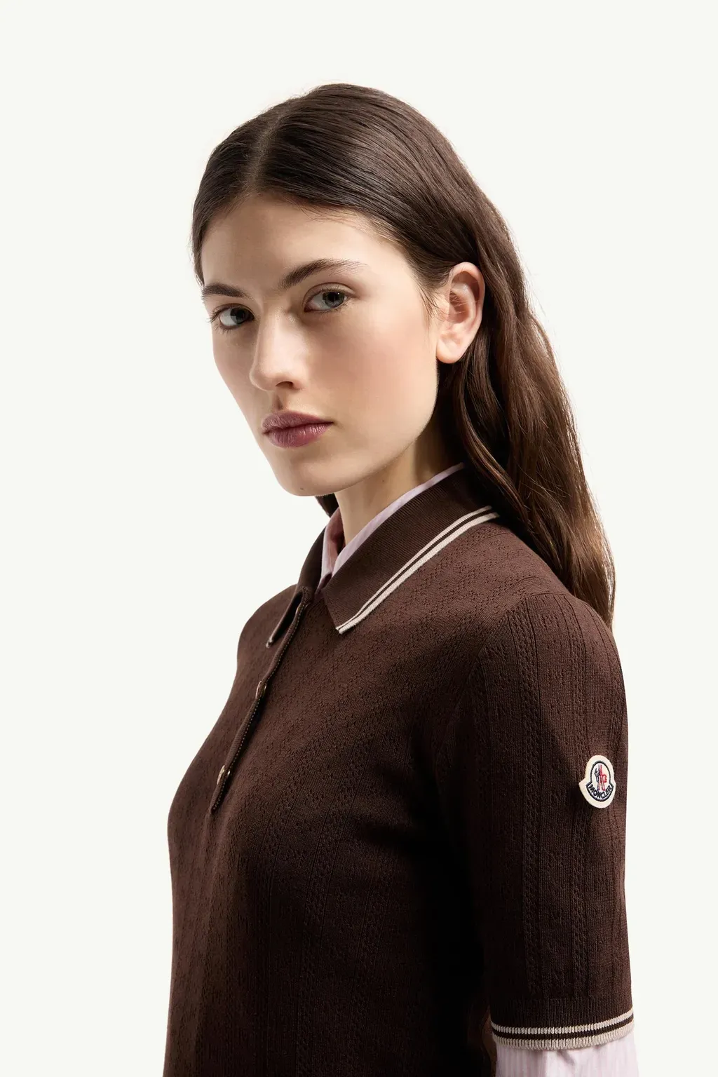Rhombus & Logo Pattern Cotton Polo Shirt