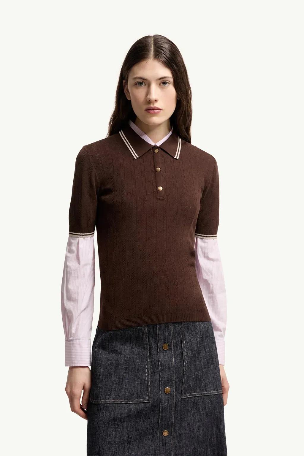 Rhombus & Logo Pattern Cotton Polo Shirt
