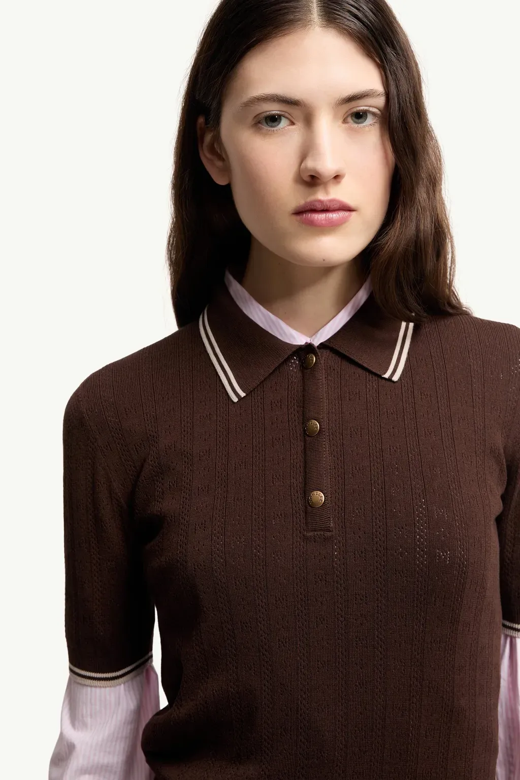 Rhombus & Logo Pattern Cotton Polo Shirt