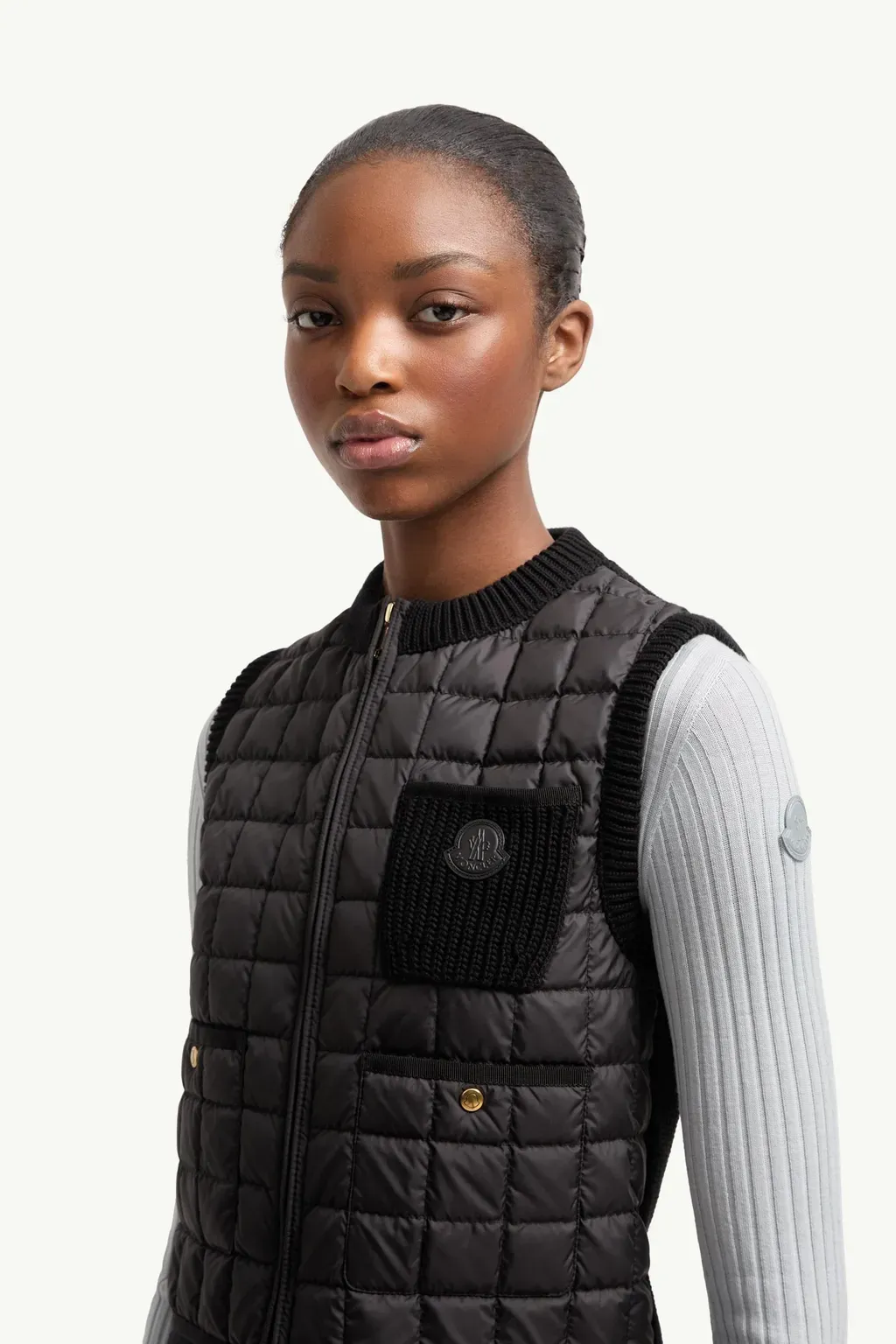 Square-Quilted Cotton Down Gilet