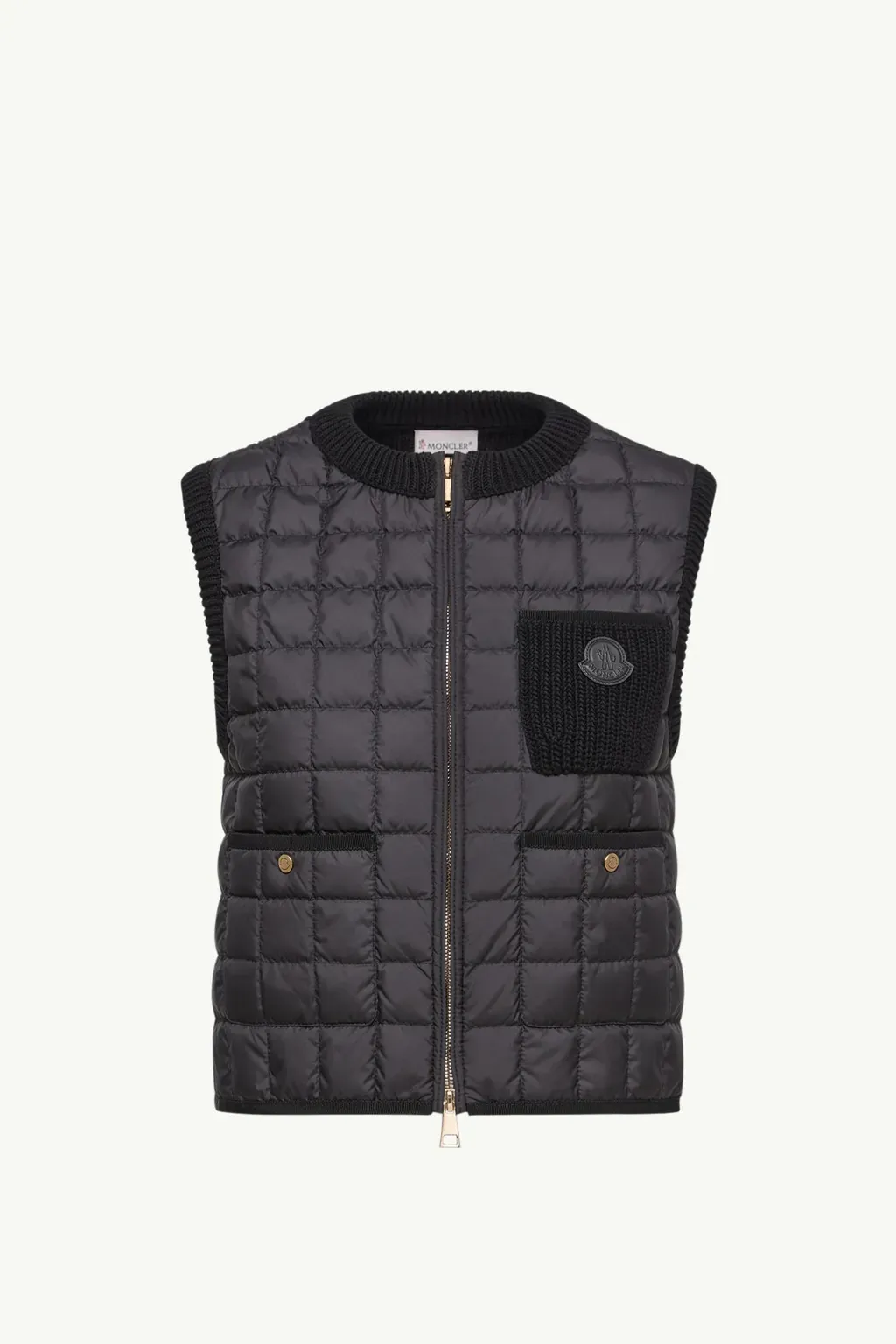 Square-Quilted Cotton Down Gilet