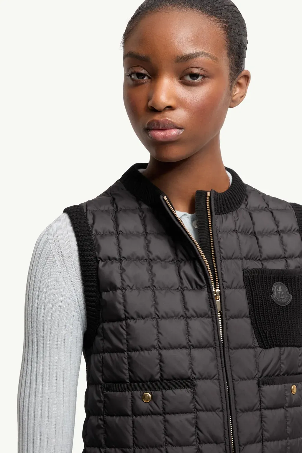 Square-Quilted Cotton Down Gilet