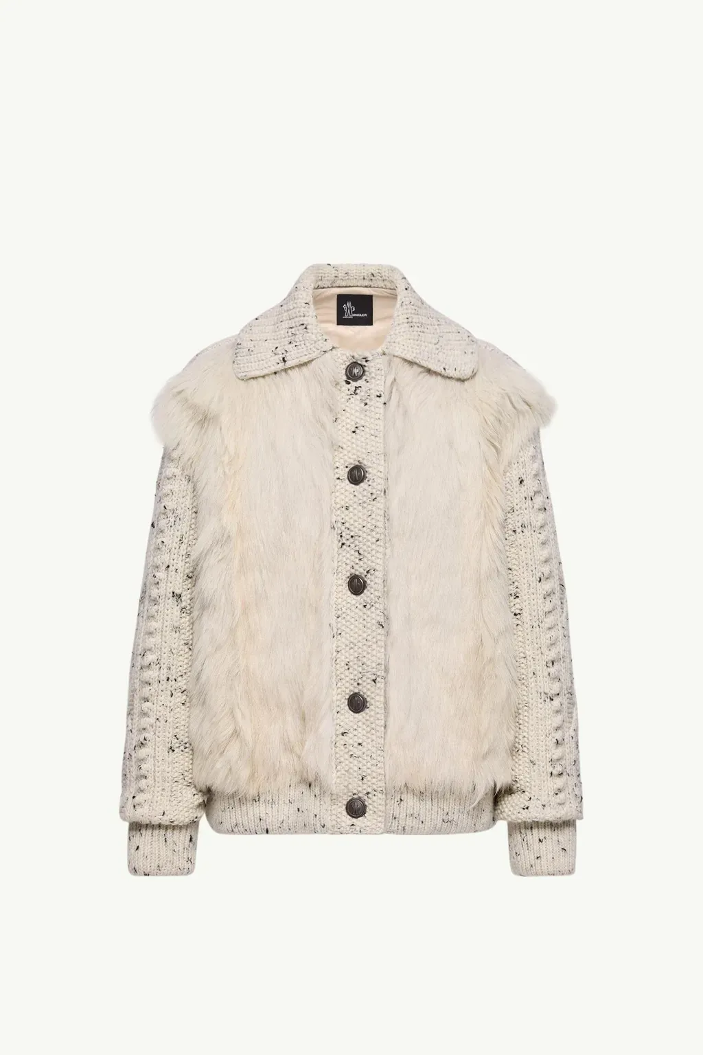 Shearling-Trimmed Padded Wool Cardigan