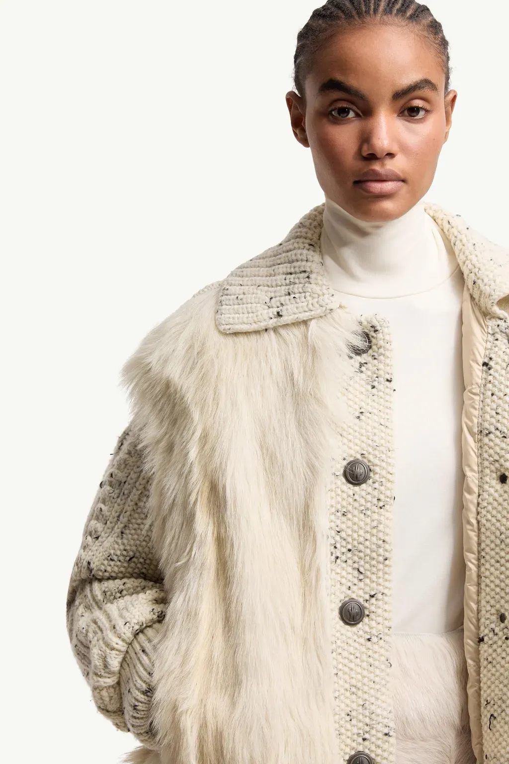 Shearling-Trimmed Padded Wool Cardigan
