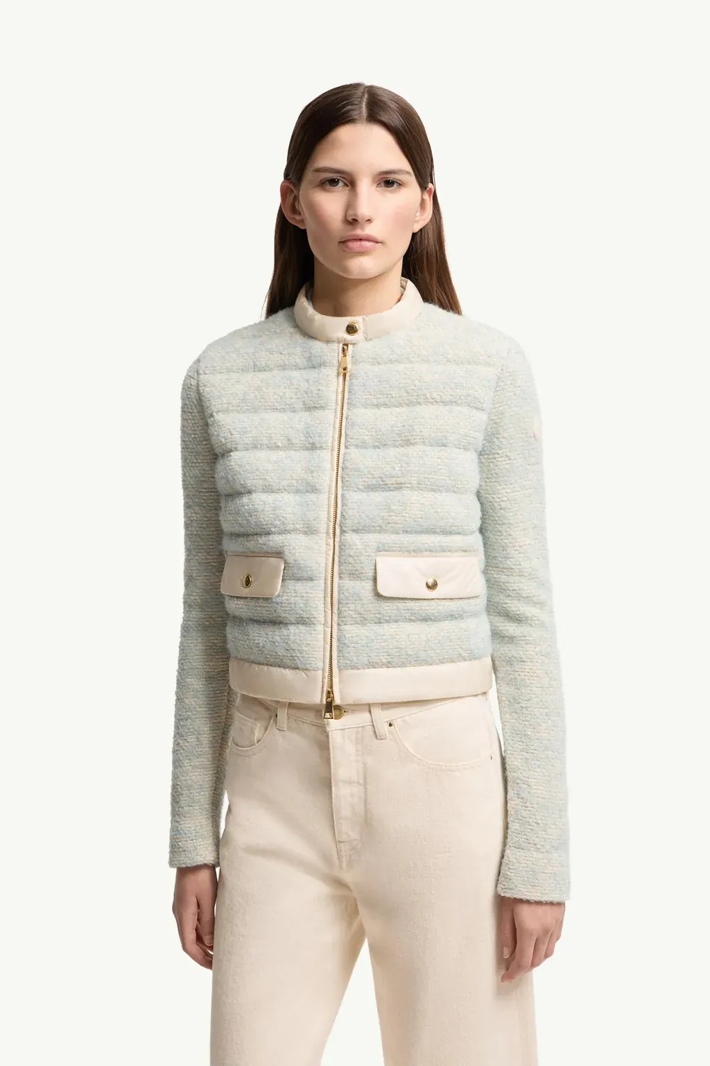 Wool & Alpaca Blend Padded Zip-Up Cardigan