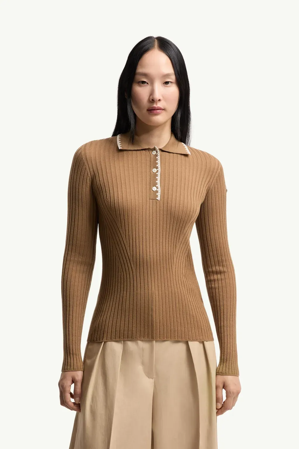 Wool Long Sleeve Polo Shirt