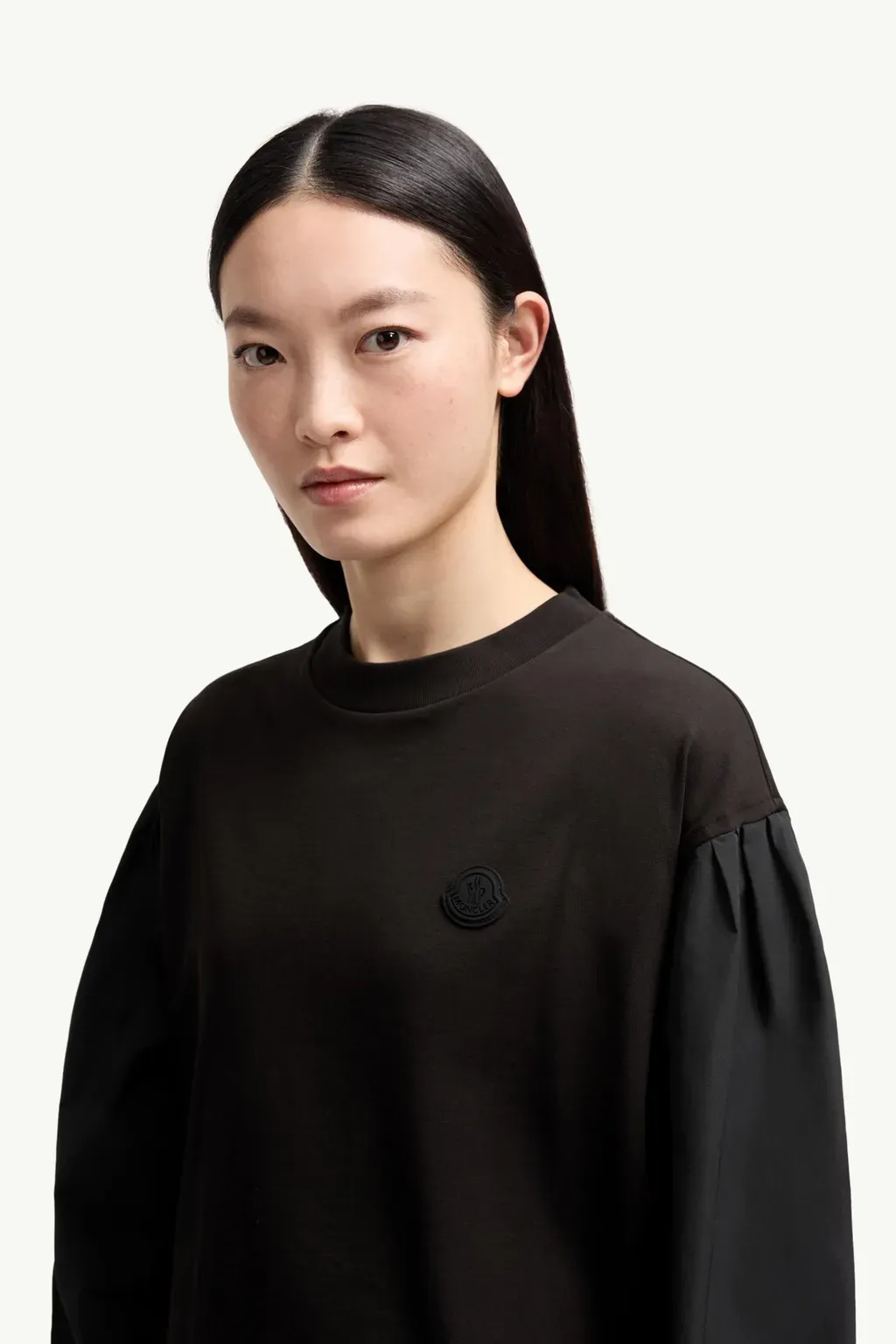 Pleated Sleeves Cotton Jersey Sweatshirt