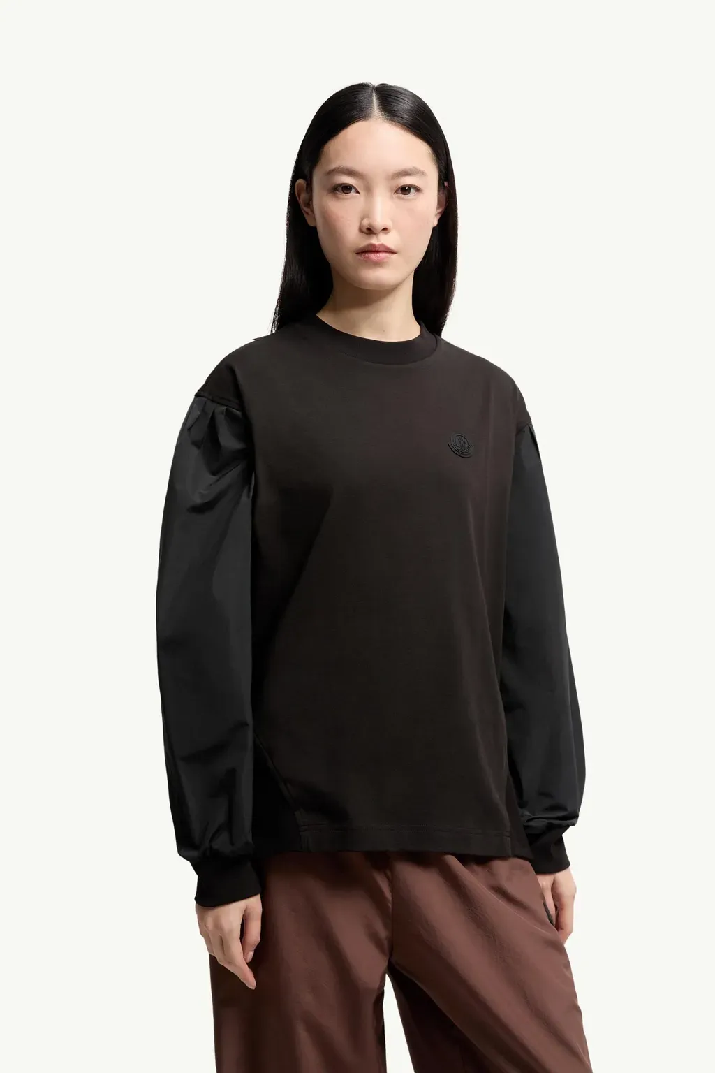 Pleated Sleeves Cotton Jersey Sweatshirt