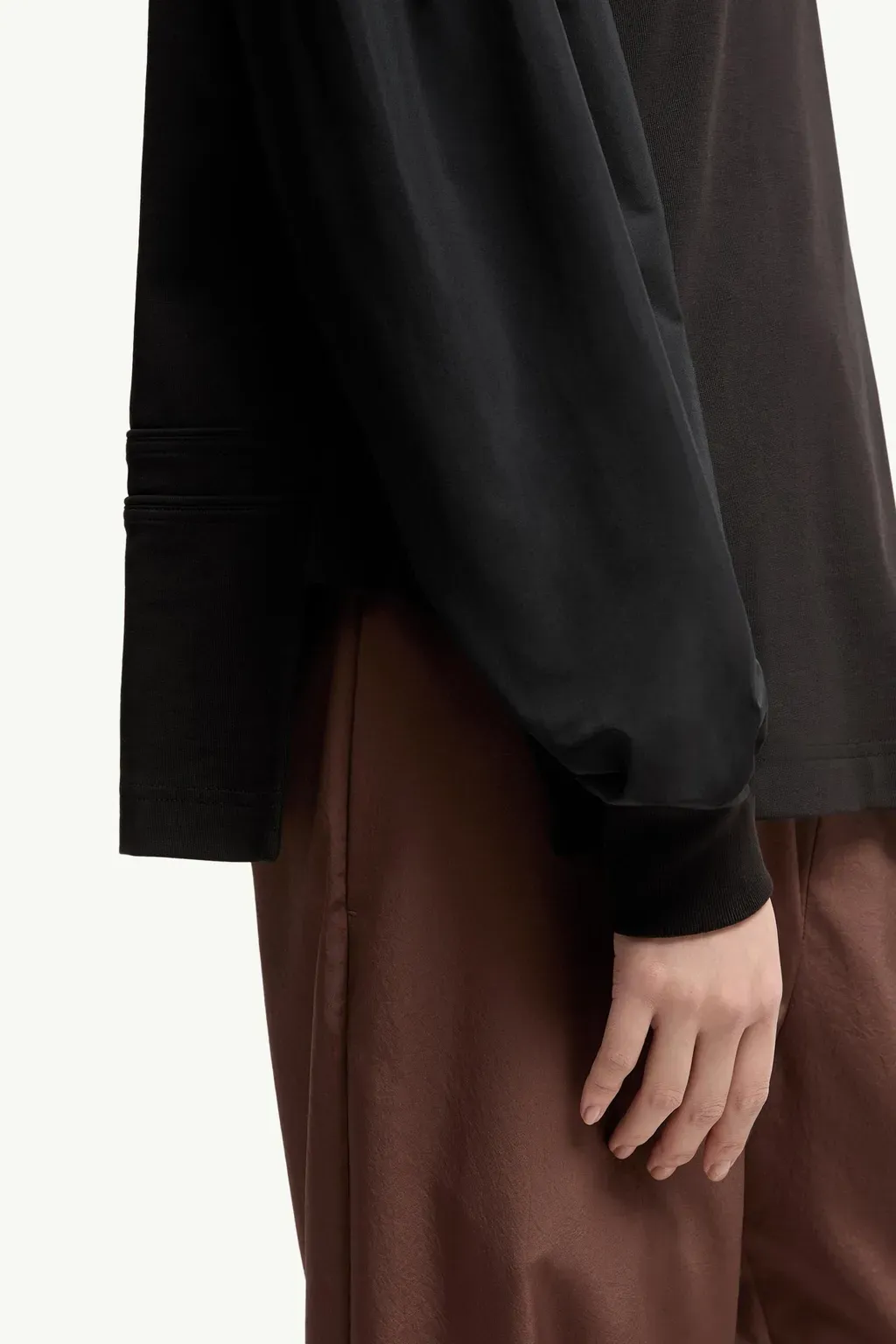 Pleated Sleeves Cotton Jersey Sweatshirt