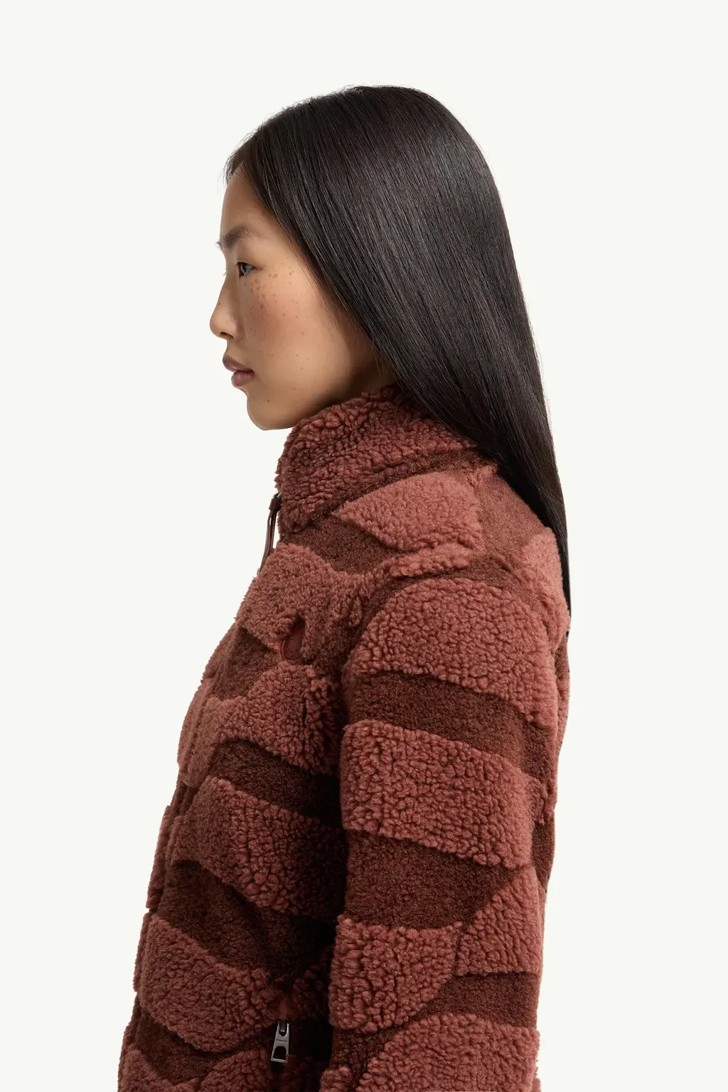 Teddy Jacquard Padded Zip-Up Cardigan