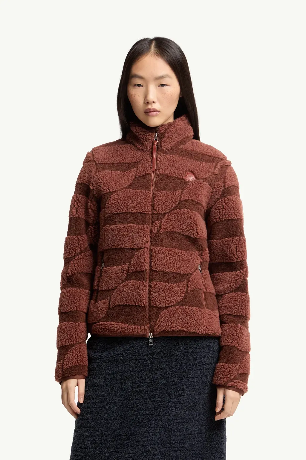 Teddy Jacquard Padded Zip-Up Cardigan