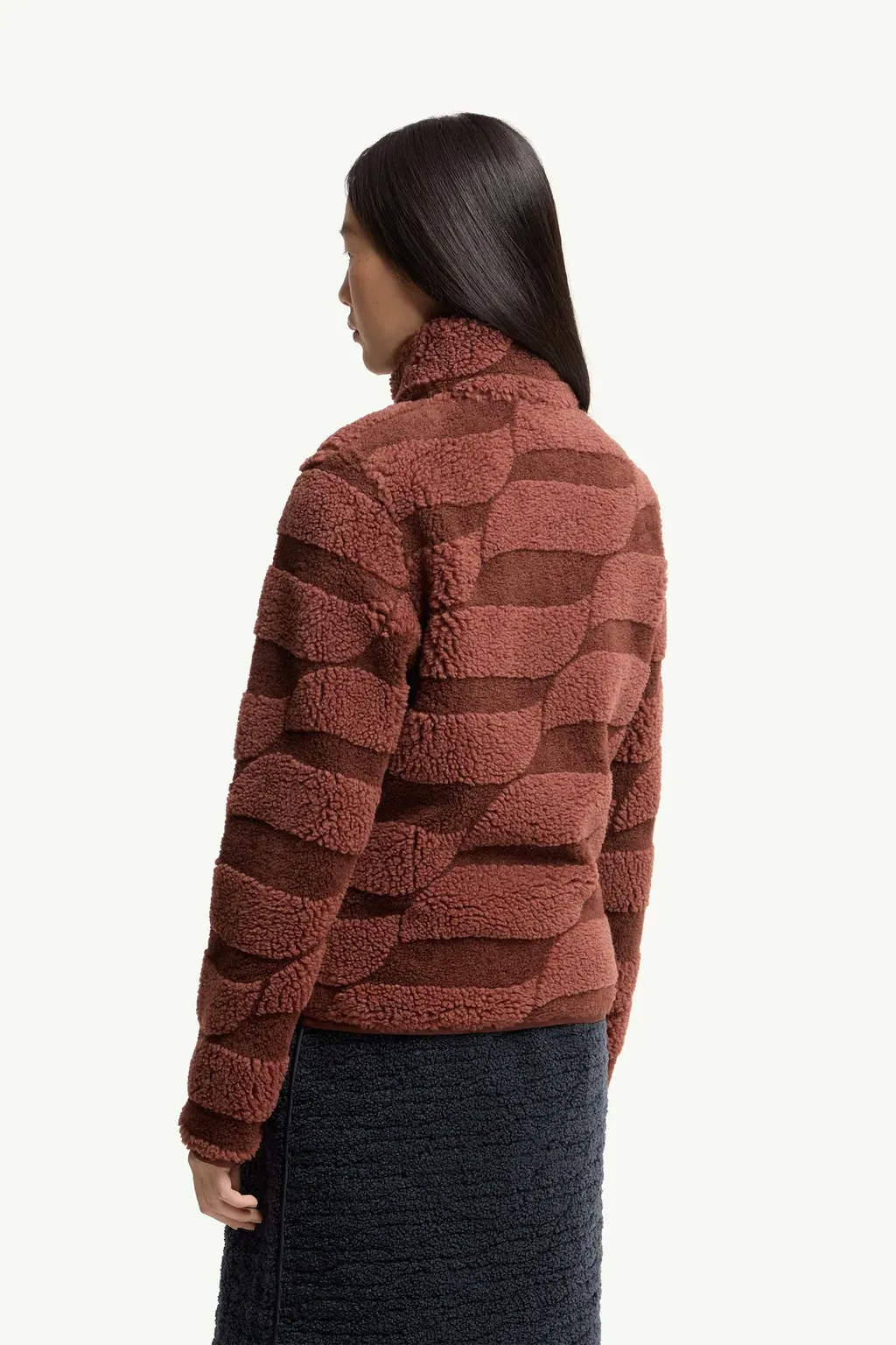 Teddy Jacquard Padded Zip-Up Cardigan
