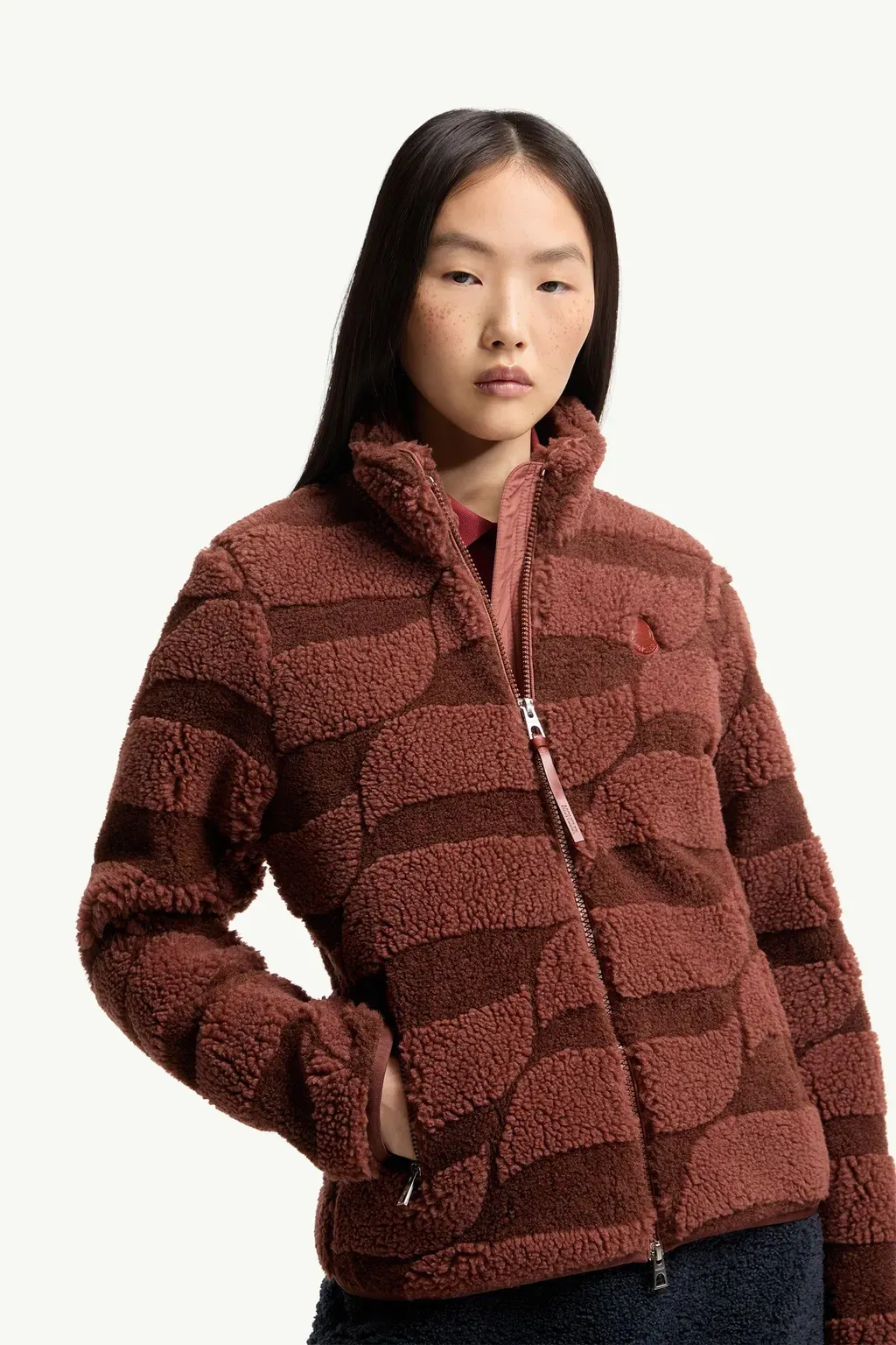 Teddy Jacquard Padded Zip-Up Cardigan