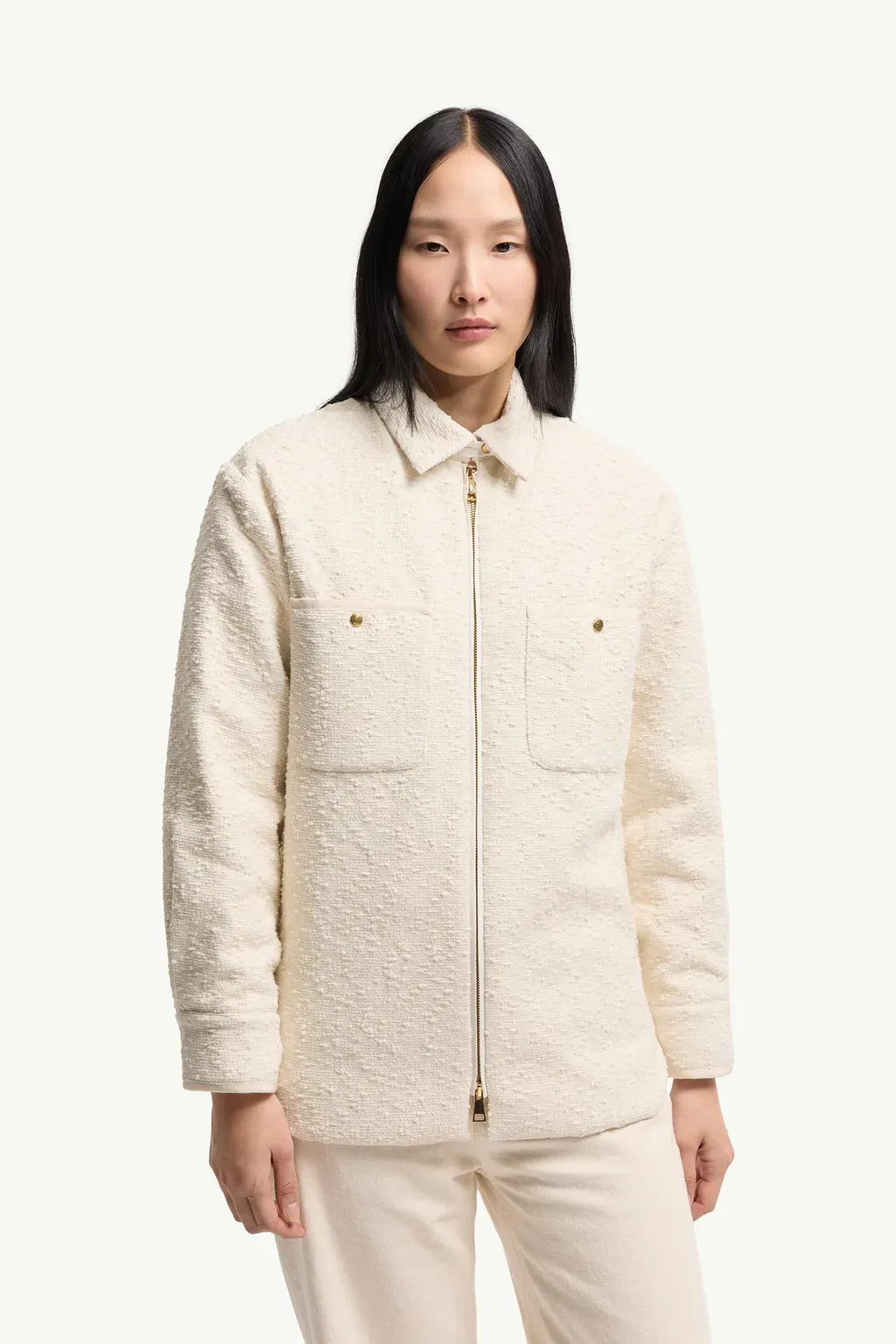 Cotton Blend Bouclé Down Shirt Jacket