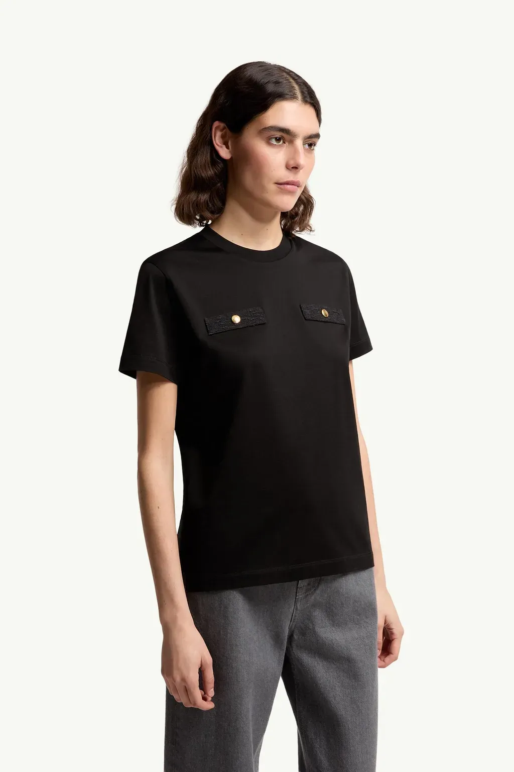 Cotton T-Shirt With Mock Pockets