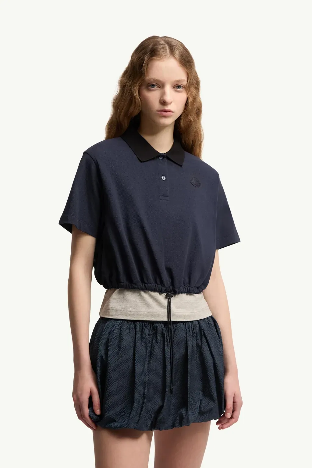 Cropped Cotton Piquet Polo Shirt