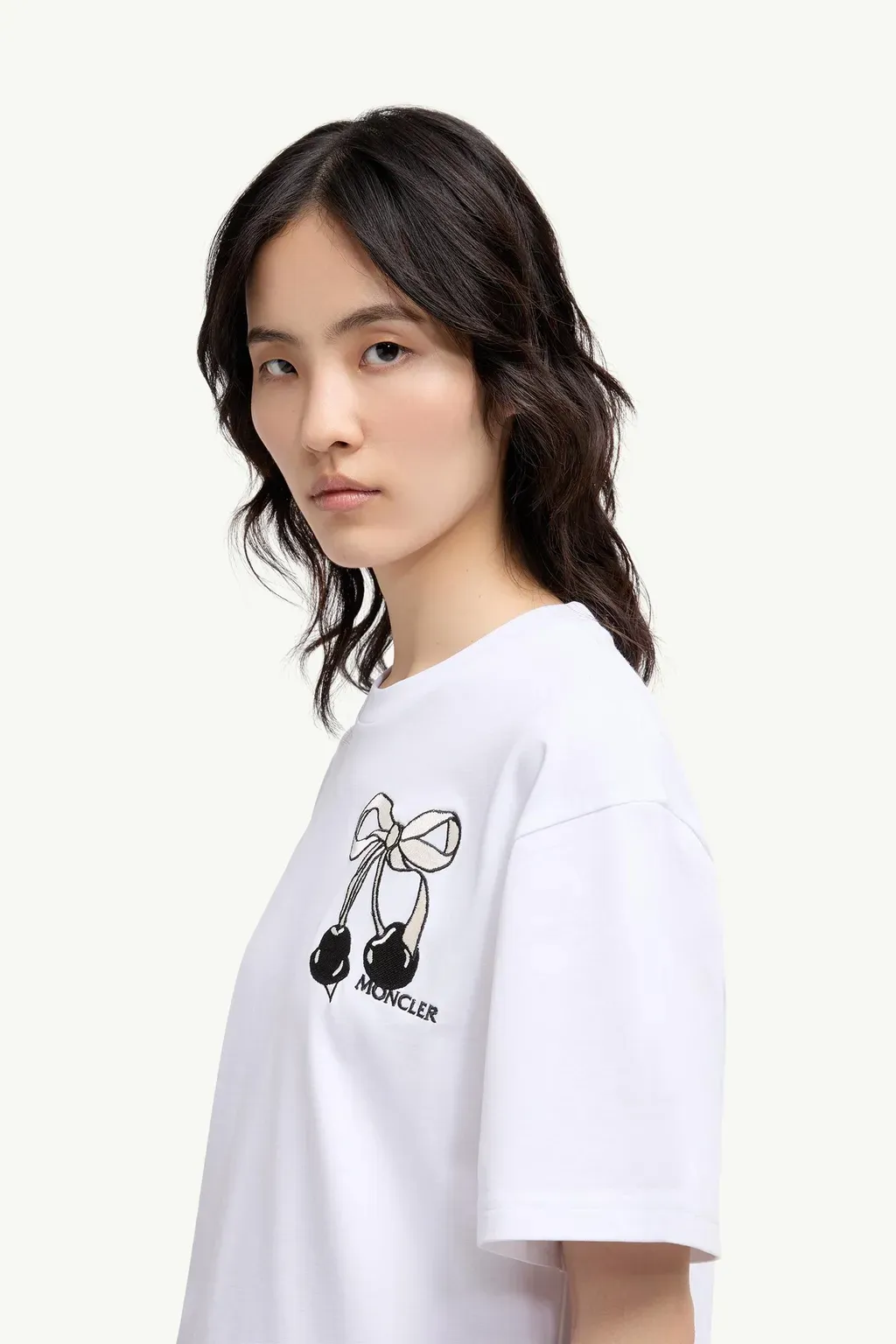 Embroidered Cherry Logo Cotton T-Shirt