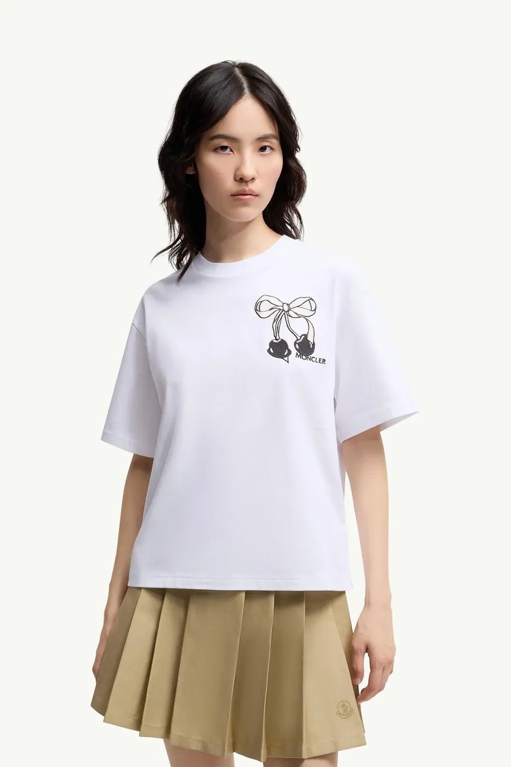 Embroidered Cherry Logo Cotton T-Shirt