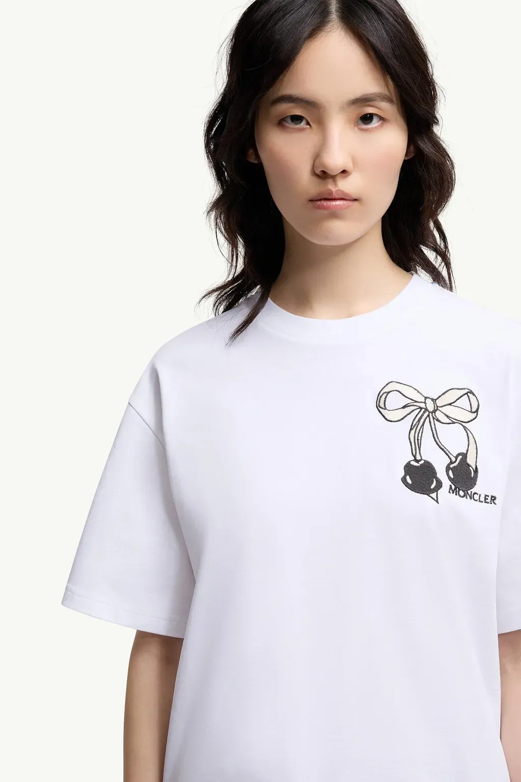 Embroidered Cherry Logo Cotton T-Shirt