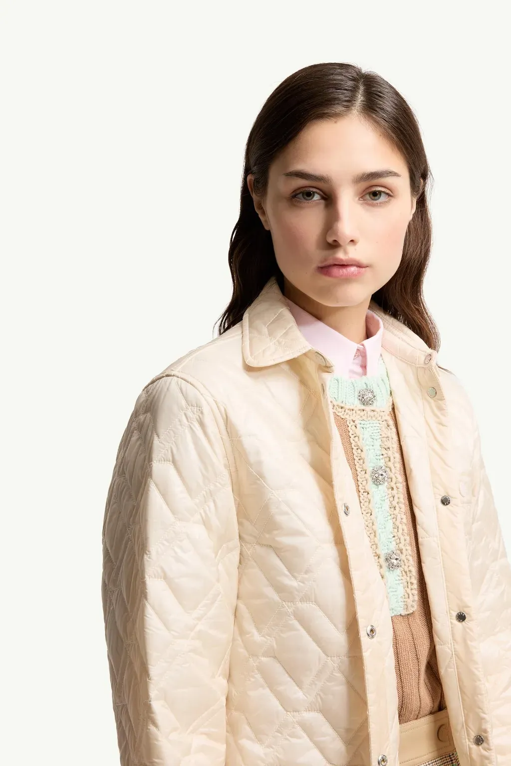 Diamond-Quilted Padded Shirt Jacket