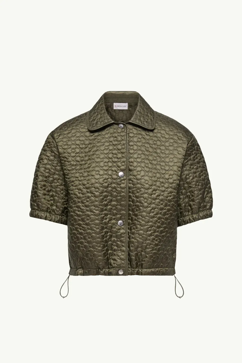 Floral-Quilted Padded Short Sleeve Shirt