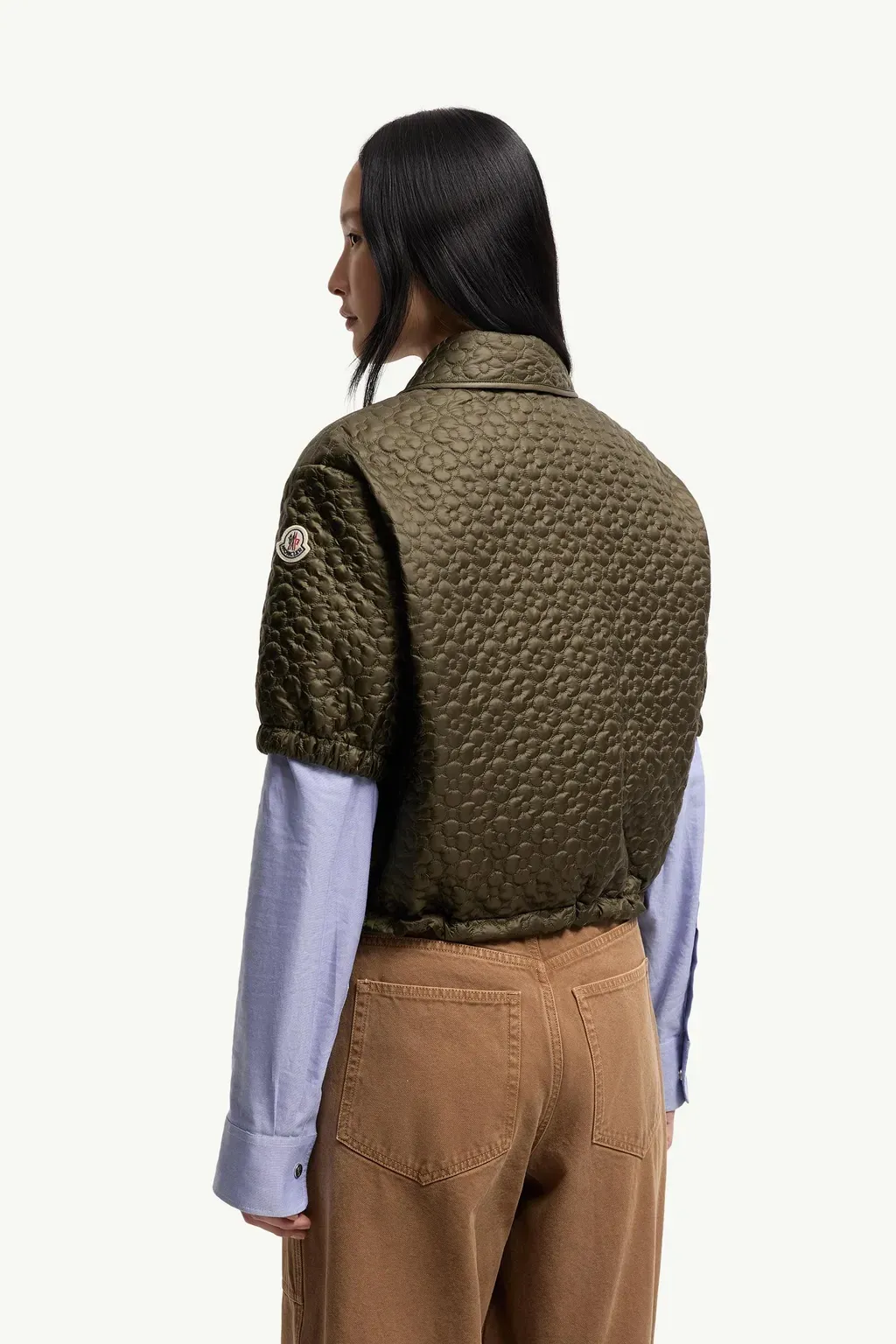Floral-Quilted Padded Short Sleeve Shirt