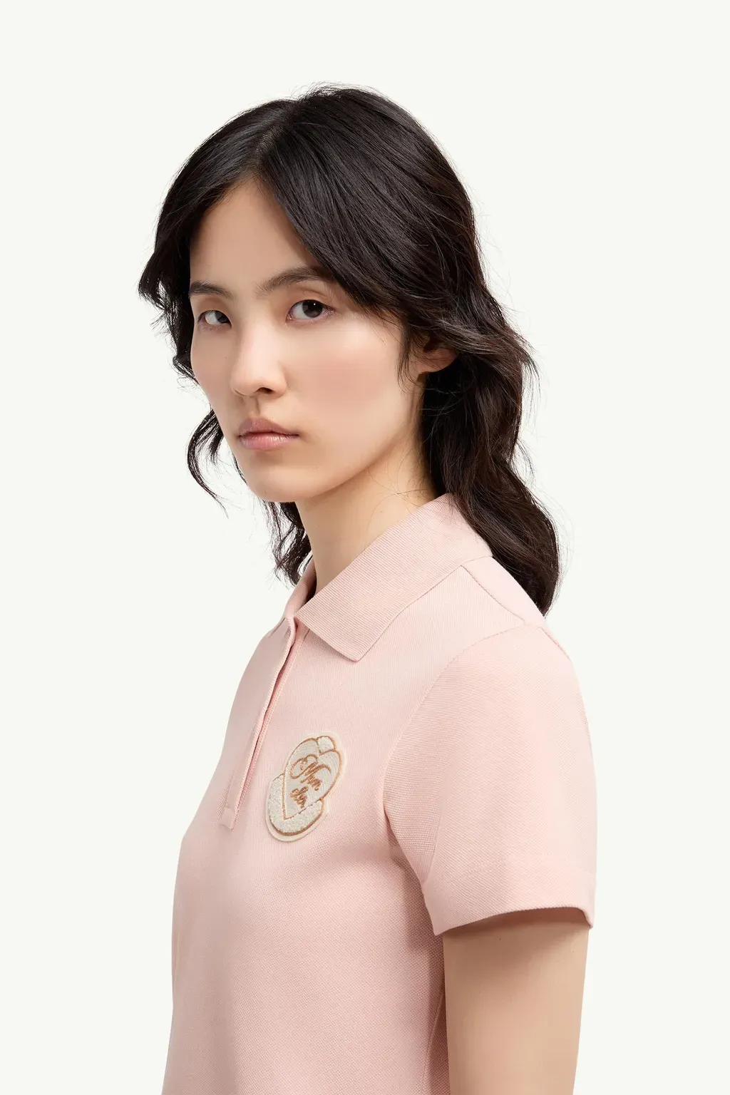 Heart Logo Patch Cotton Piquet Polo Shirt