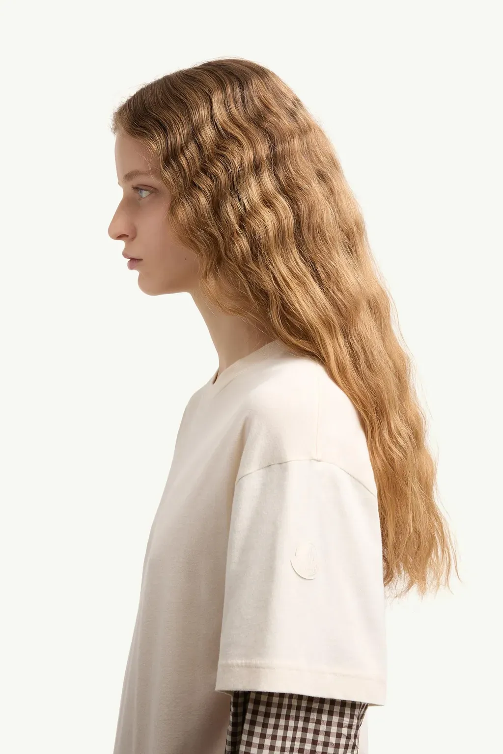 Layered-Effect Vichy Cotton Blend T-Shirt