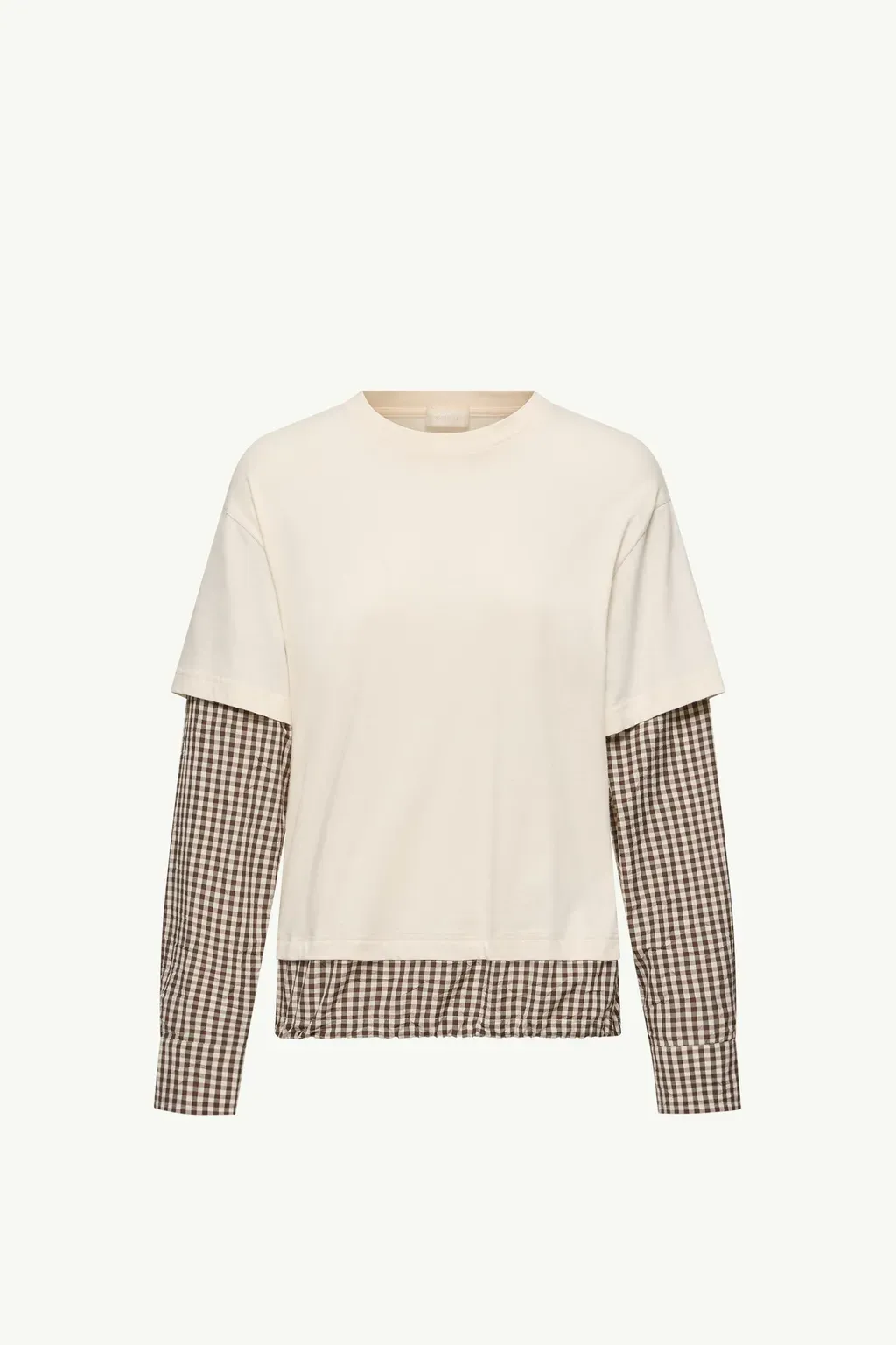Layered-Effect Vichy Cotton Blend T-Shirt