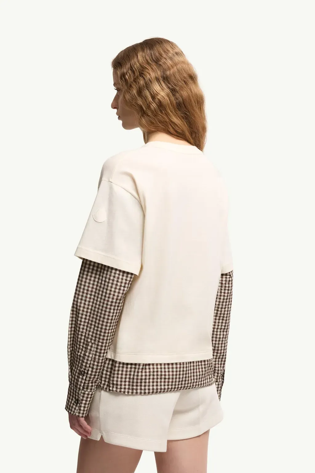 Layered-Effect Vichy Cotton Blend T-Shirt