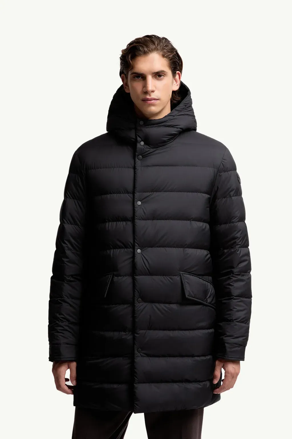 Merri Reversibe Wool Hooded Mid-Length Down Jacket