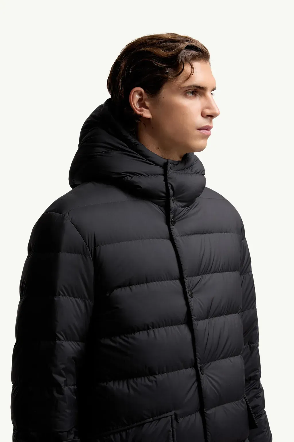 Merri Reversibe Wool Hooded Mid-Length Down Jacket