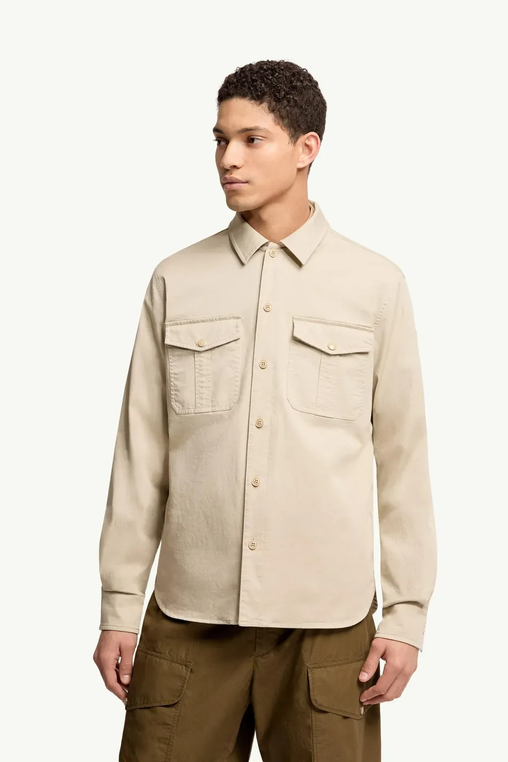 Cotton Blend Gabardine Long Sleeve Shirt