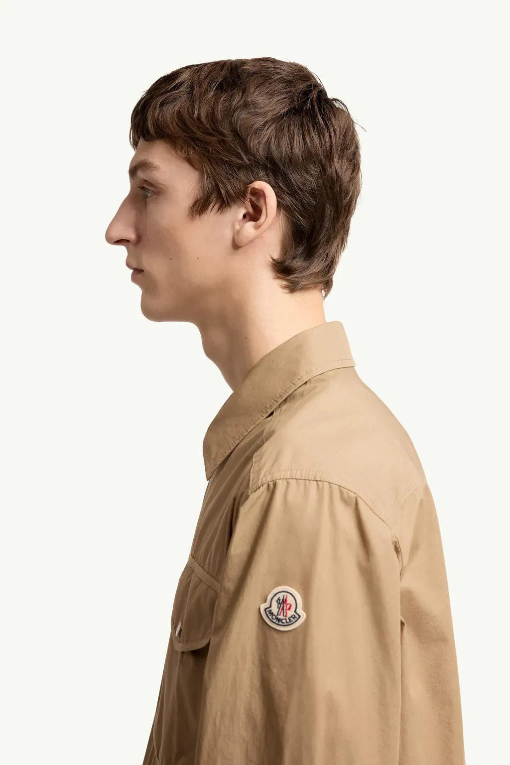 Cotton Poplin Long Sleeve Zip-Up Shirt