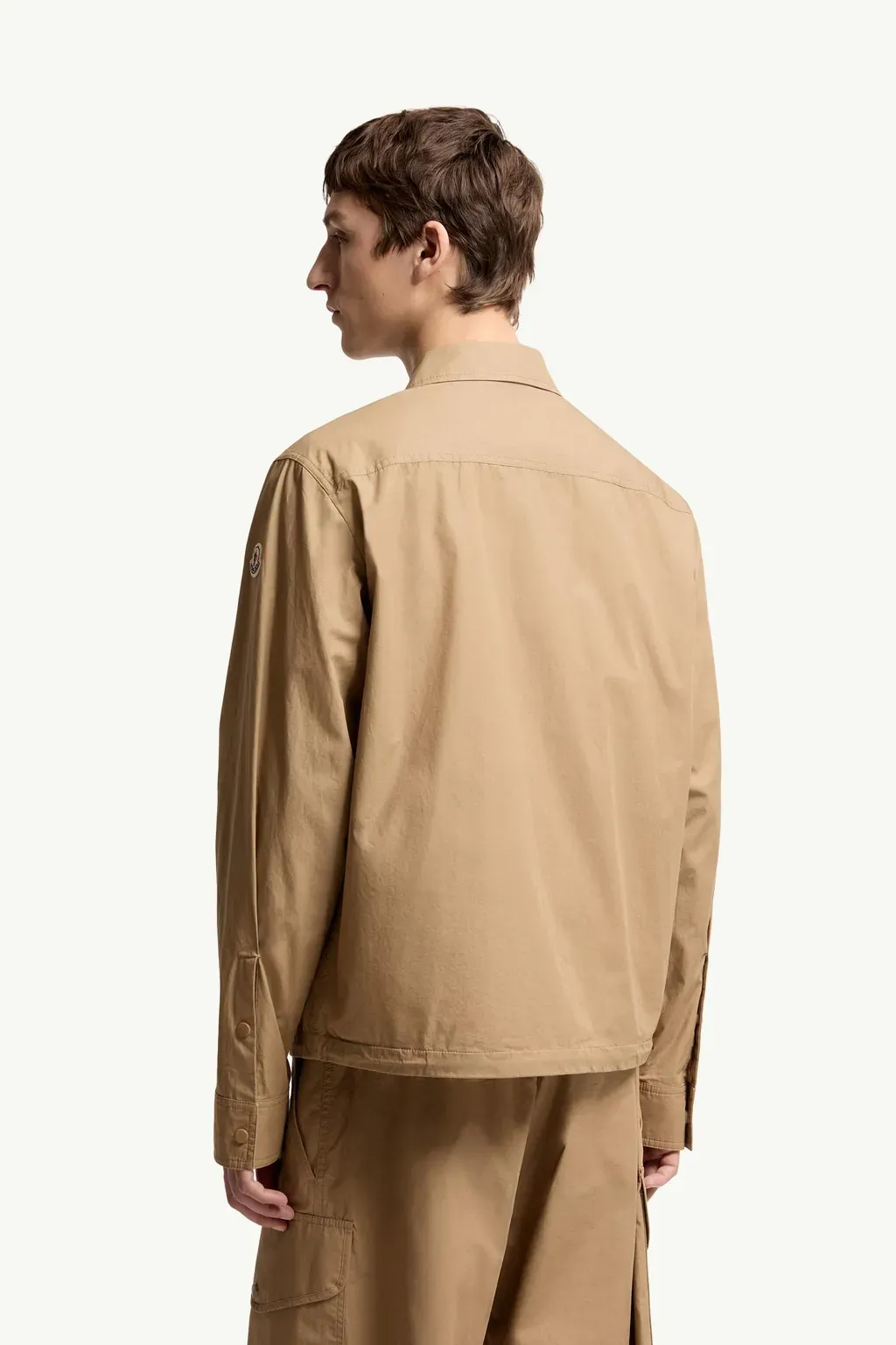 Cotton Poplin Long Sleeve Zip-Up Shirt