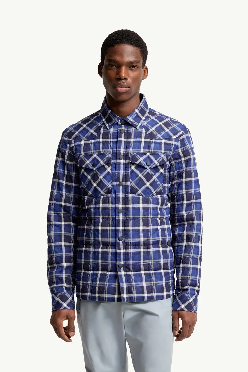 Gelt Check Cotton Blend Down Shirt Jacket