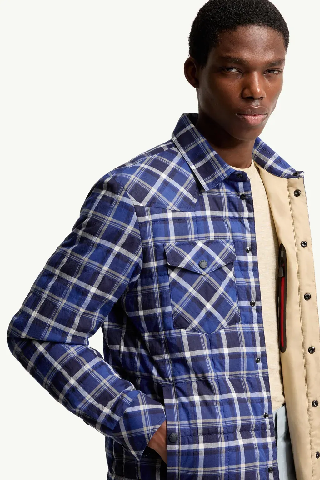Gelt Check Cotton Blend Down Shirt Jacket