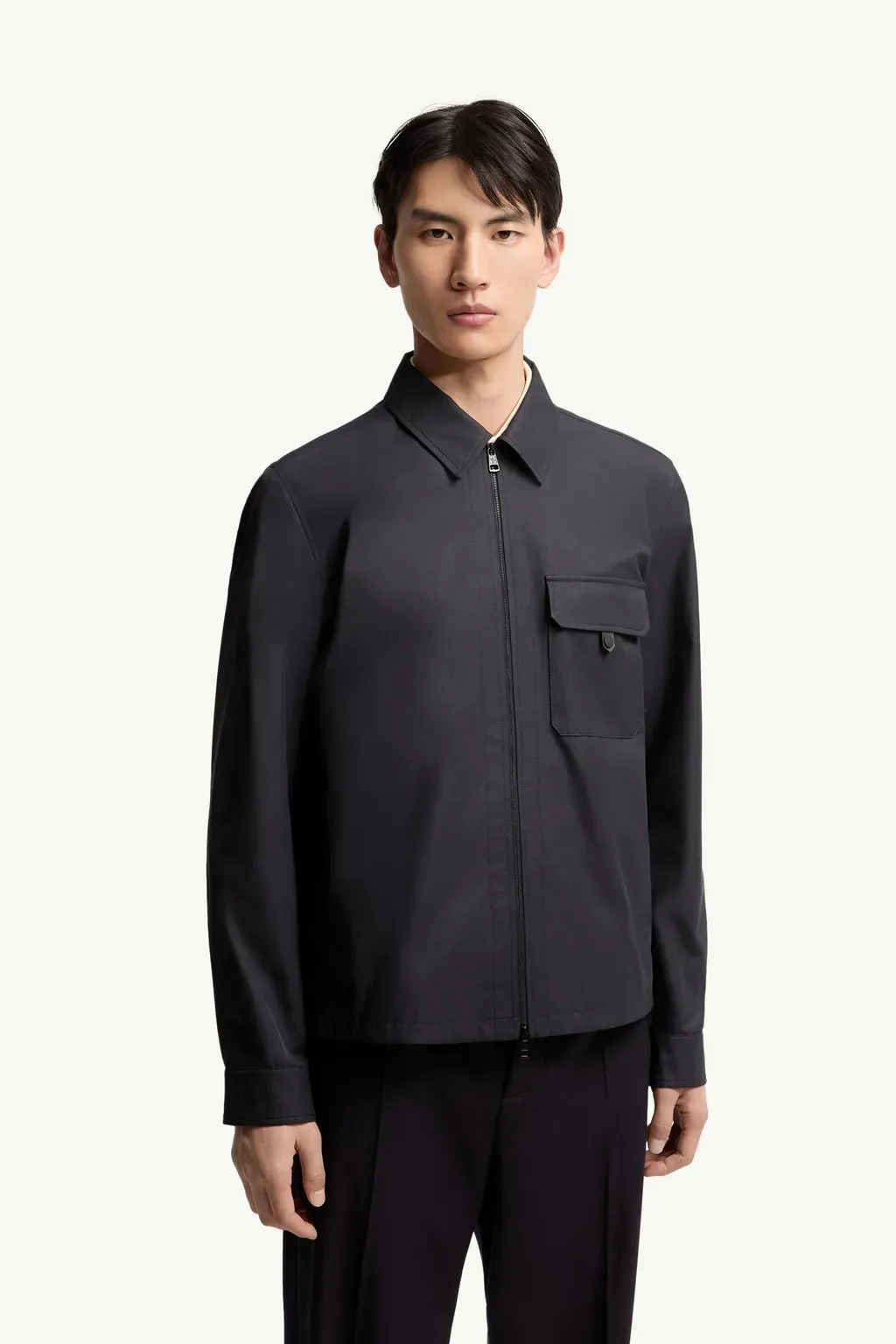 Leather Logo Cotton Blend Shirt