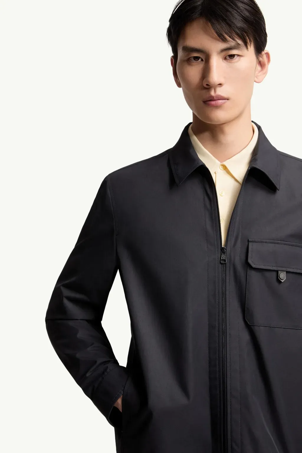 Leather Logo Cotton Blend Shirt