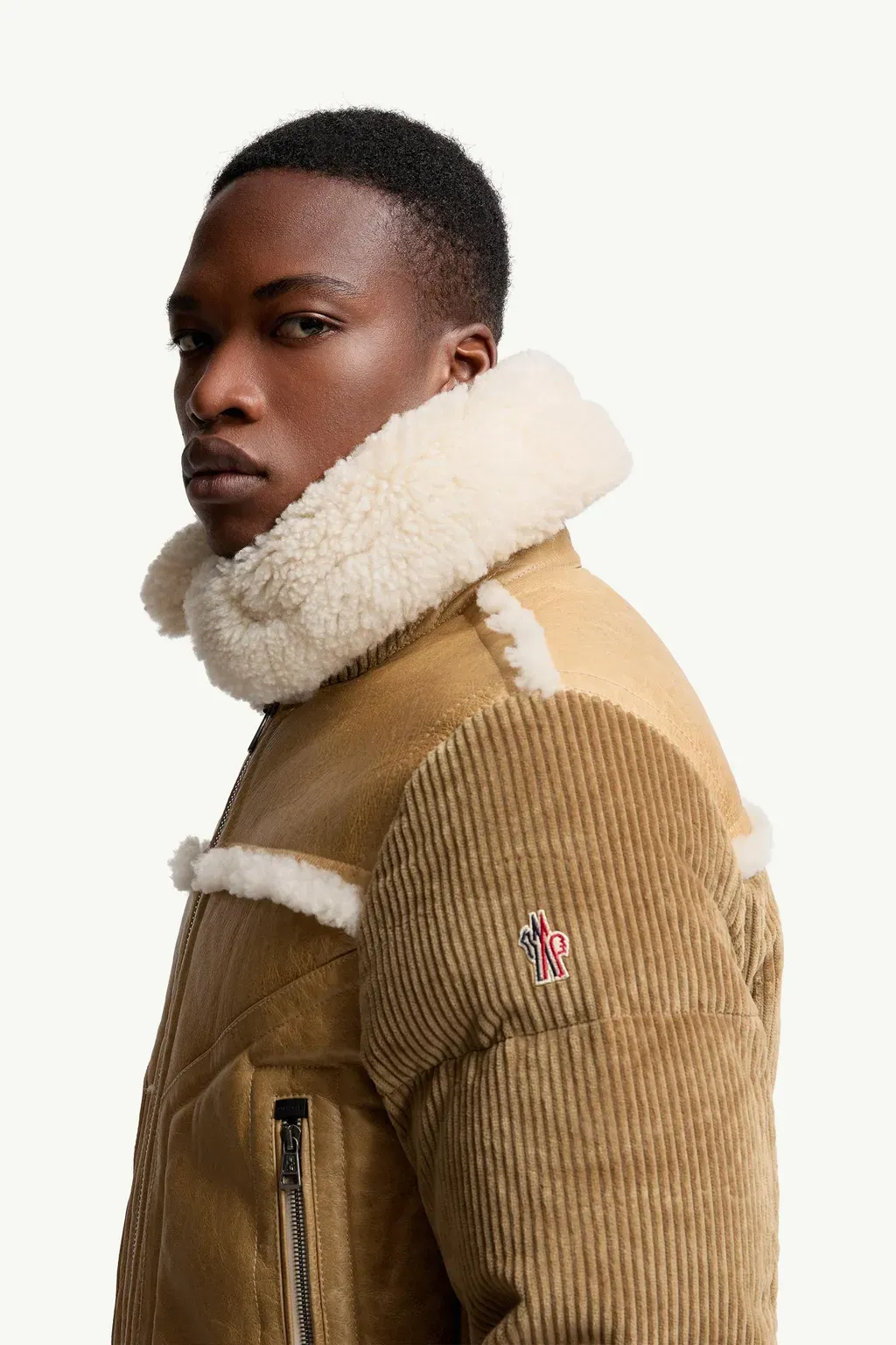 Argens Leather & Shearling Short Down Jacket