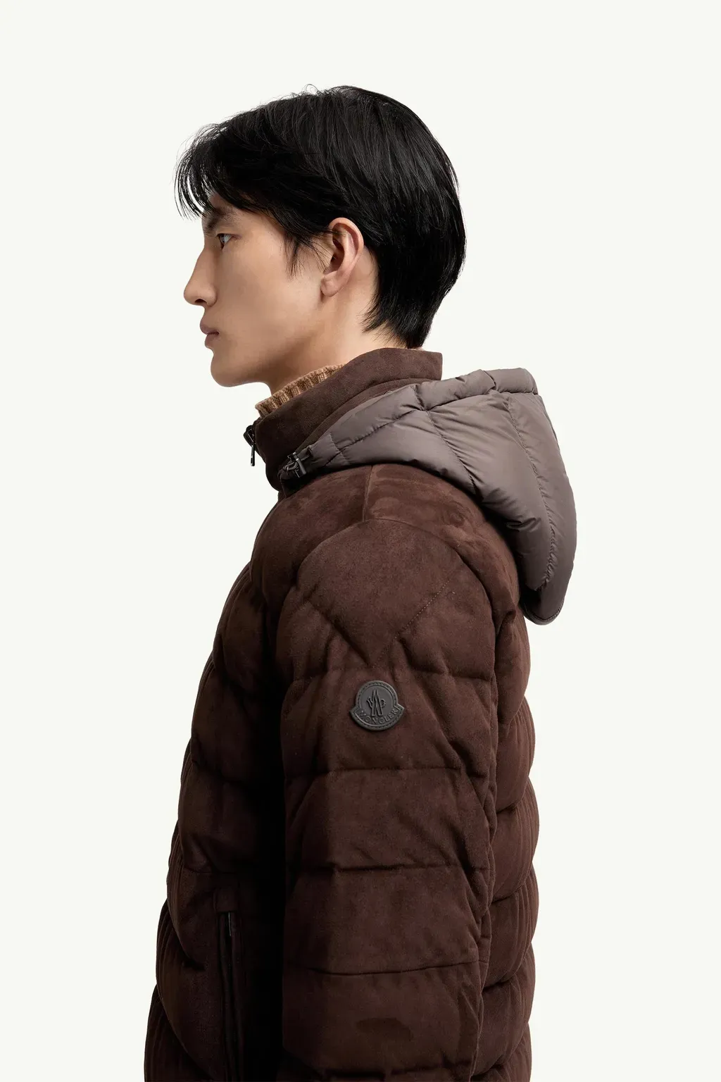Arneb Hooded Suede Short Down Jacket
