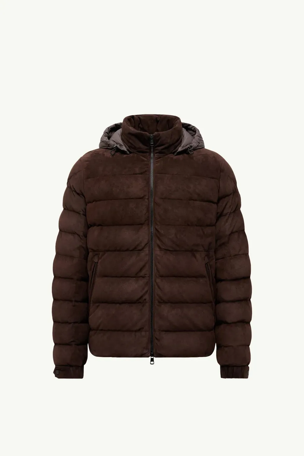 Arneb Hooded Suede Short Down Jacket