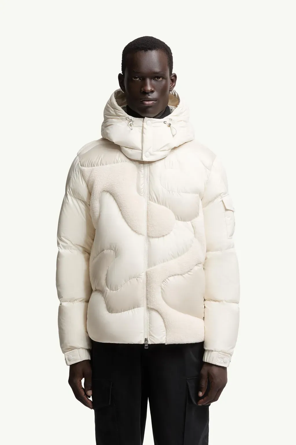 Candes Hooded Teddy Intarsia Short Down Jacket