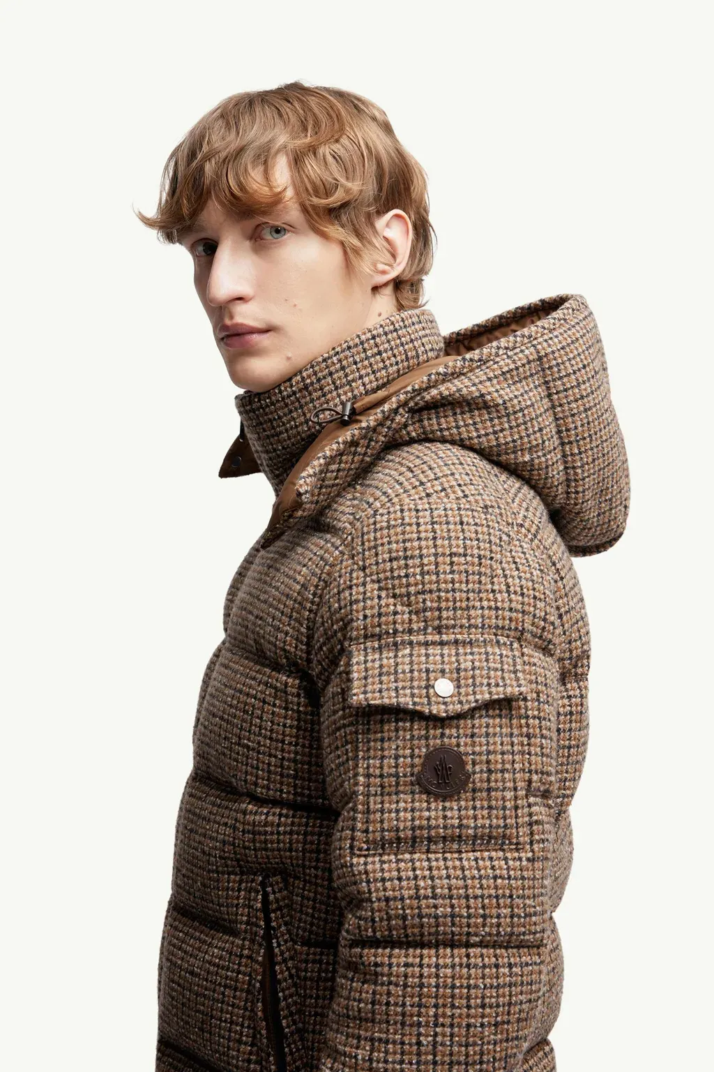 Montgenevre Wool Blend Bouclé Hooded Short Down Jacket